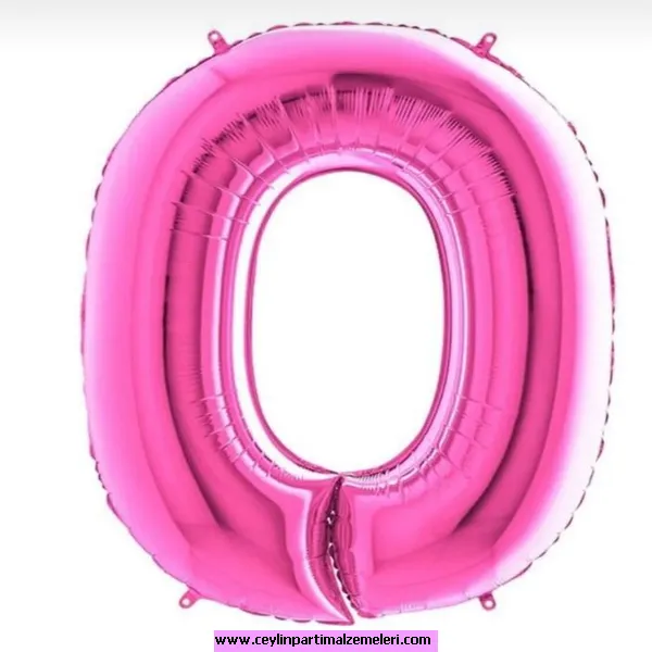 0 Rakam Fuşya Folyo Balon